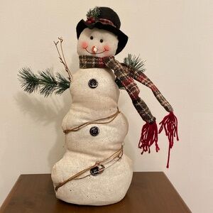 Rustic Snowman Plush Holiday Decor